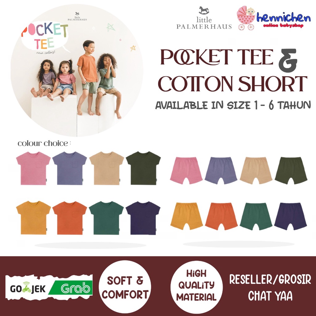 PROMO 7.7 PROMO BAJU LEBARAN CUCI GUDANG PROMO TERBARU Little Palmerhaus - Pocket Tee Kaos Oblong Anak Basic Cotton Short Celana Anak 1-6Thn