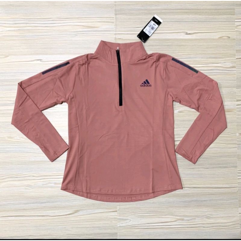 KAOS LENGAN PANJANG ADIDAS WANITA OLAHRAGA TRAINING RUNNING DRI FIT CLIMALITE ZIPPER