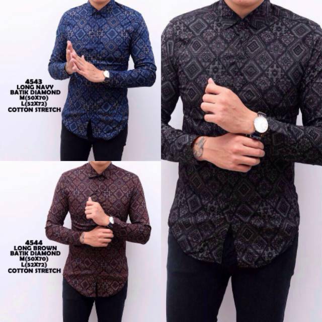 Kemeja batik lengan panjang baju batik songket pria Kemeja batik lengan panjang baju batik songket pria