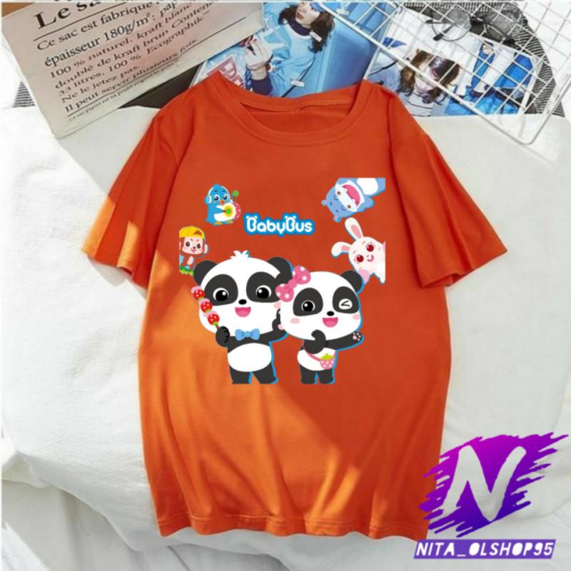 kaos anak dunia panda baju anak babybus Kiki dan Miu Miu kaos kartun anak panda lucu