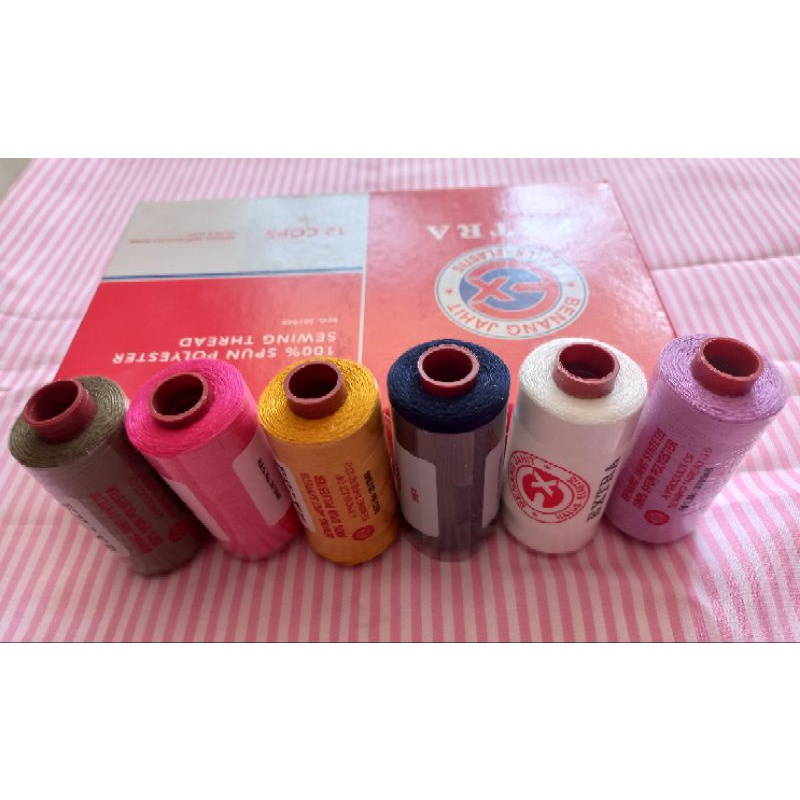 MIX benang jahit EXTRA max 4 warna per 6 pcs