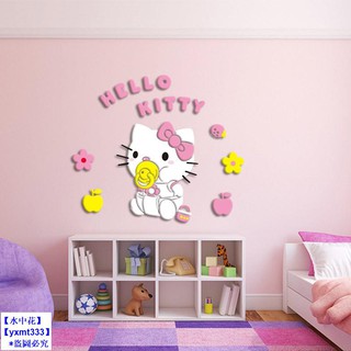  Stiker  Dinding Desain Kartun  Hello  Kitty  3d Bahan Akrilik 
