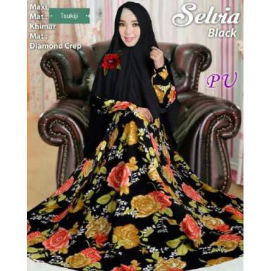 SELVIA SYARI (PU) BAJU MAXI DRESS MUSLIM BUSUI WANITA DEWASA GAMIS CEWEK KEKINIAN GROSIR MODERN