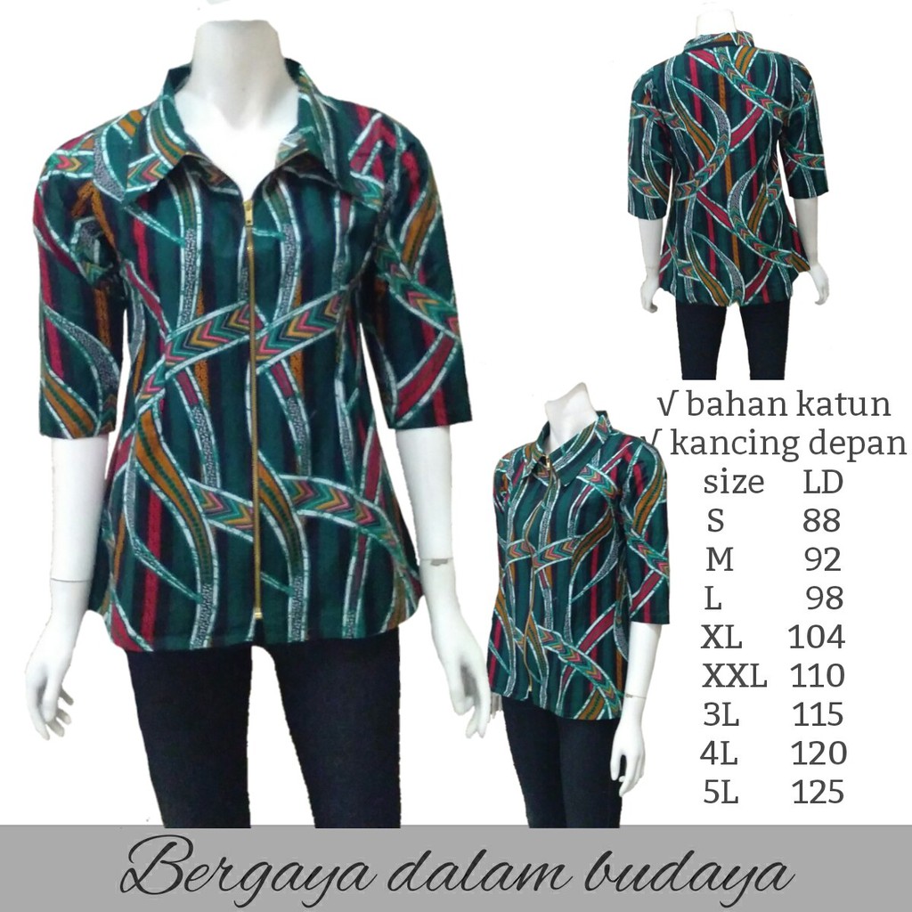 S-M-L-XL-XXL-3L-4L-5L Atasna Batik Wanita PPBTK07 Modern Batik Cassual Atasanbatik Wanitabatik /blus