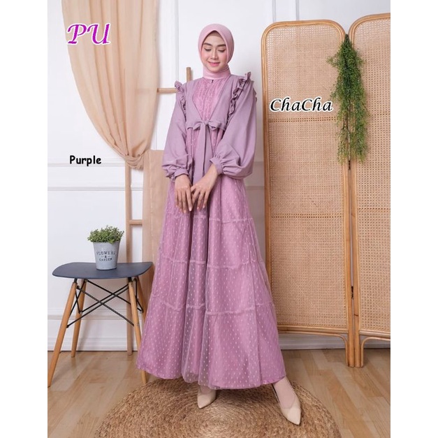 Chaca Gaun pesta muslimah mewah gamis kondangan wallimatul bridesmaid gaun wisuda