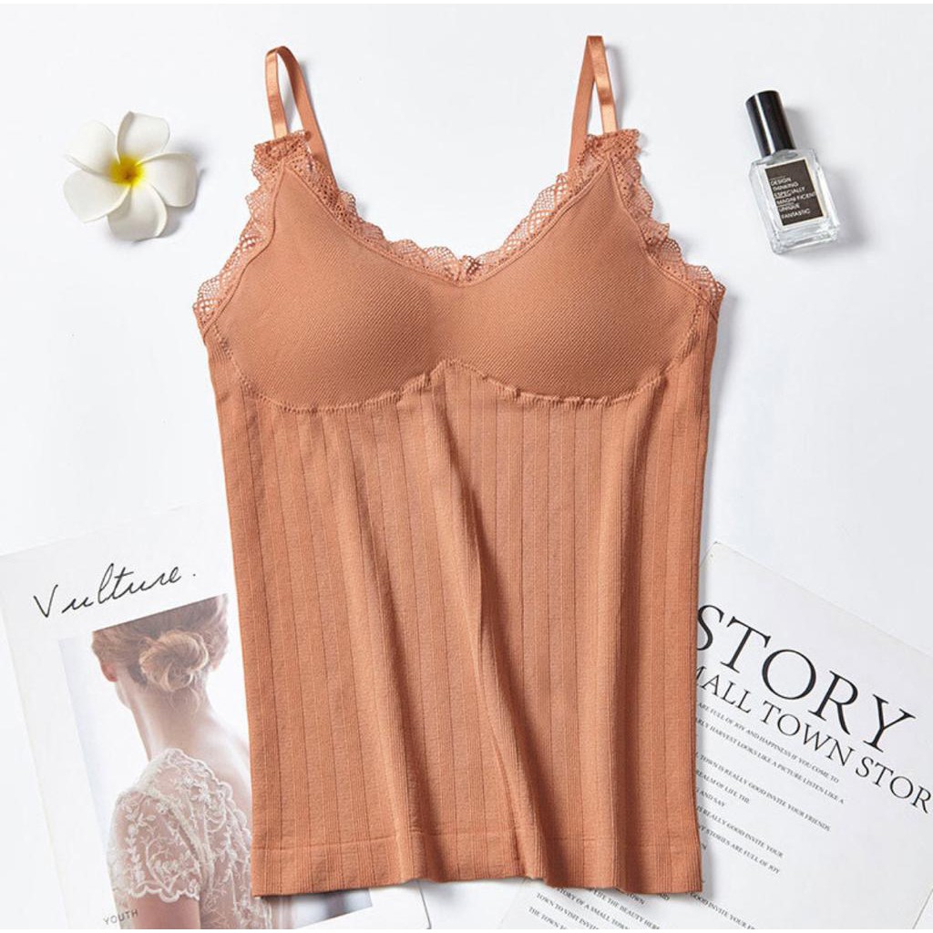 SS 012 Tank Top Pakaian Dalam Wanita BH Singlet Premium Sleeping-CARAMEL