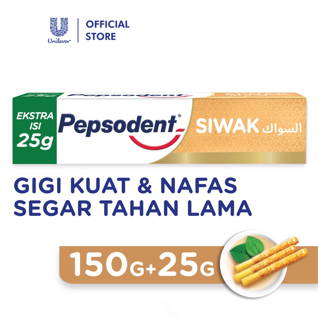 Pepsodent Pasta Gigi Compelete 8 Siwak Anticavity And Fresh Halal Natural 150+25G