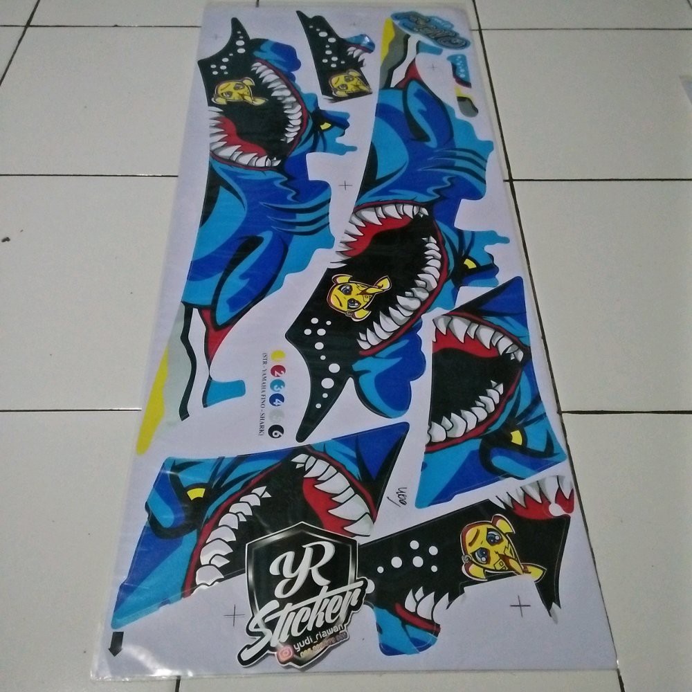 Stiker striping sticker lis variasi yamaha fino karbu 2010-2012 shark biru