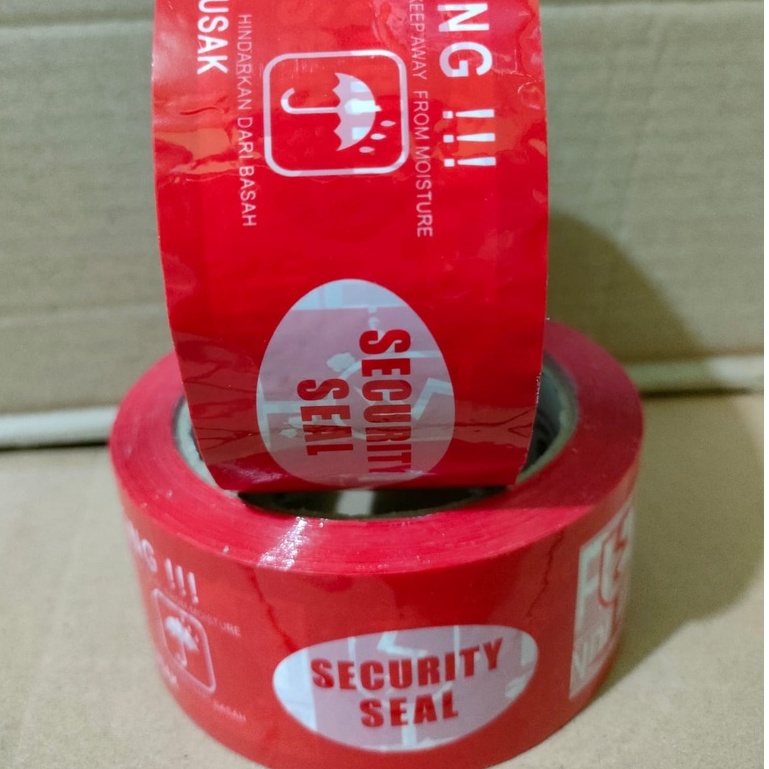 Lakban Fragile Merah Putih Isolasi Jangan Dibanting Security Seal 48 mm x 100 Yard Fragile Handle With Care