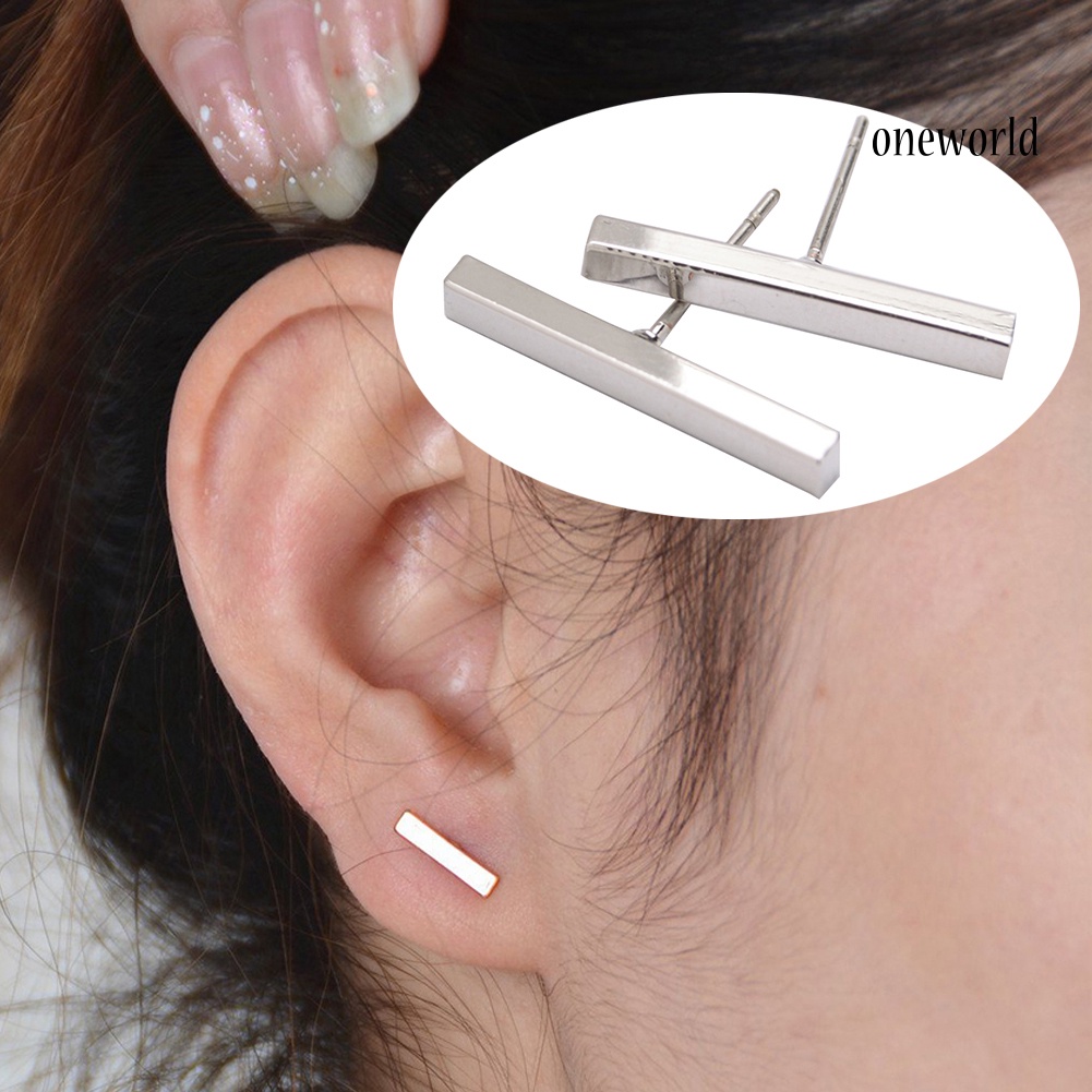 OW@ Minimalist Bar Stick Line Women Stud Earrings Party Jewelry Valentine Day Gift