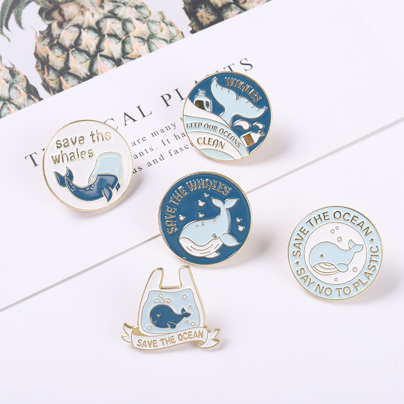 Whale Bros Pin Enamel Bentuk Ikan Paus Kartun 5 Model Untuk Hadiah Teman