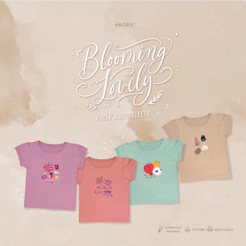 T24 - Keola Korean Girls Short Sleeve / Kaos Anak Perempuan Blooming Lovely