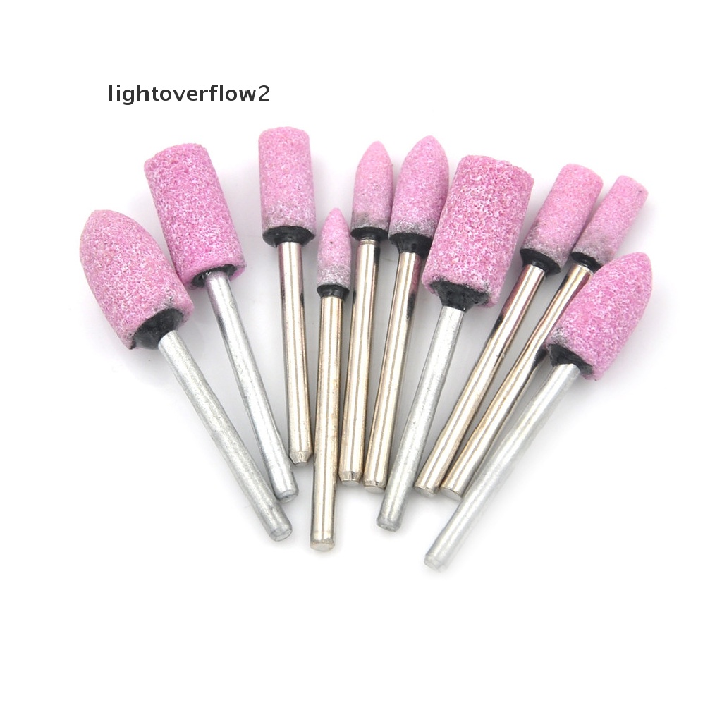 (lightoverflow2) 10pcs Roda Gerinda Putar Bahan Batu Warna Pink