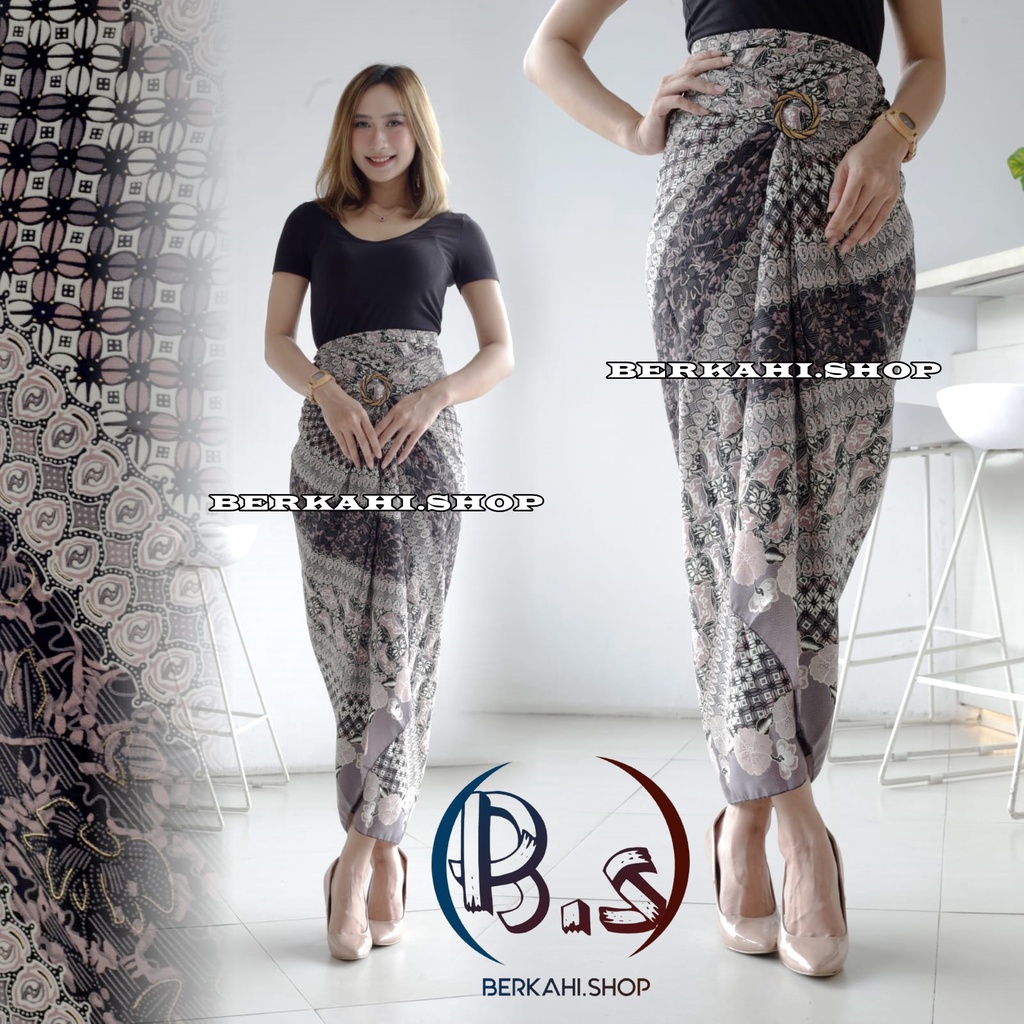 Rok Lilit Batik/Bawahan Kebaya Modern/Rok Serut Batik/rok lilit batik kain lilit murah/lilit batik modern/motif hana black