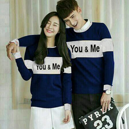 ready dua warna kaos couple cowok cewek kapel cople sweater switer ok