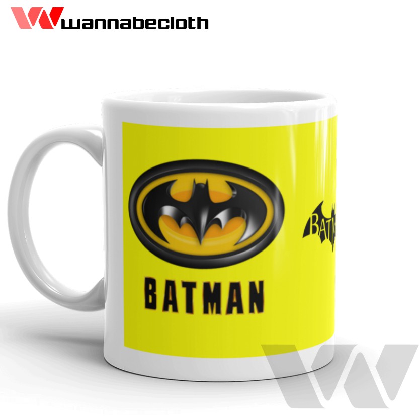 Mug Batman Gelas Batman Souvenir Batman Koleksi Batman Mug Superhero Batman Logo Kuning