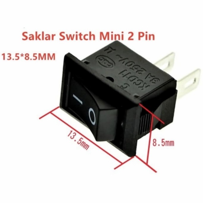 Switch mini 2 pin on off kecil hitam elektrik pc saklar pcb small