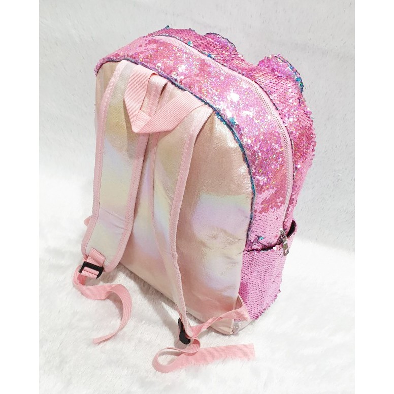 TERMURAH 7.7 CUCI GUDANG TAS LED + Music Ransel Sequin USAP Anak SD (16Inch) Model Kuping Kelinci IMPORT