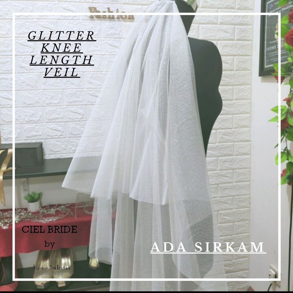 veil pengantin glitter wedding veil knee length