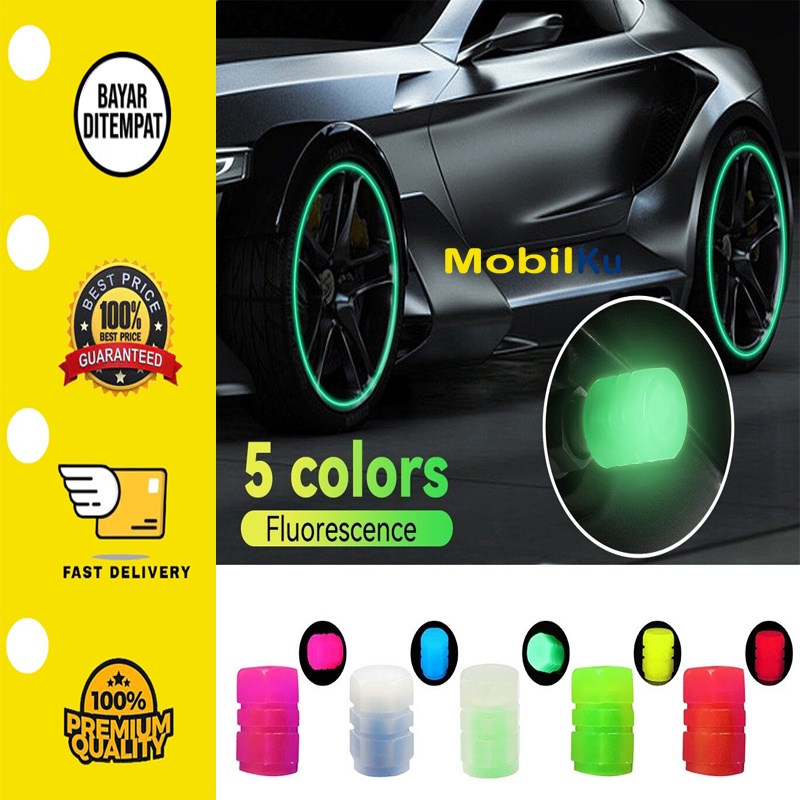 [1 PCS] Tutup Pentil Glow In The Dark Mobil Motor Neon Bercahaya Tutup Pentil Katup Ban Bercahaya Universal Hub Roda Mobil Dekoratif Tahan Debu Penutup Nozel Stem Ban untuk Sepeda Motor Sepeda