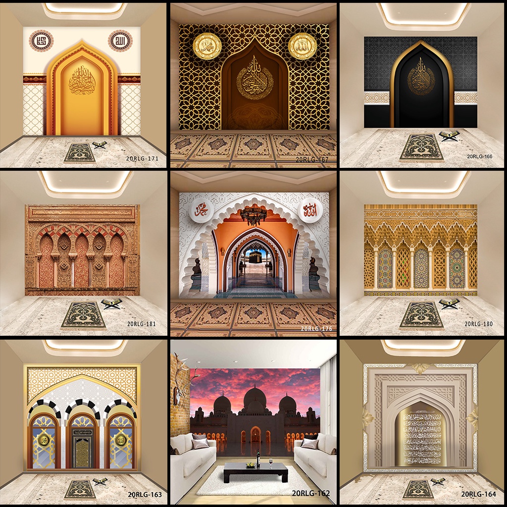 Jual Wallpaper walpaper sticker Custom Mural mihrab mushola    kaligrafi