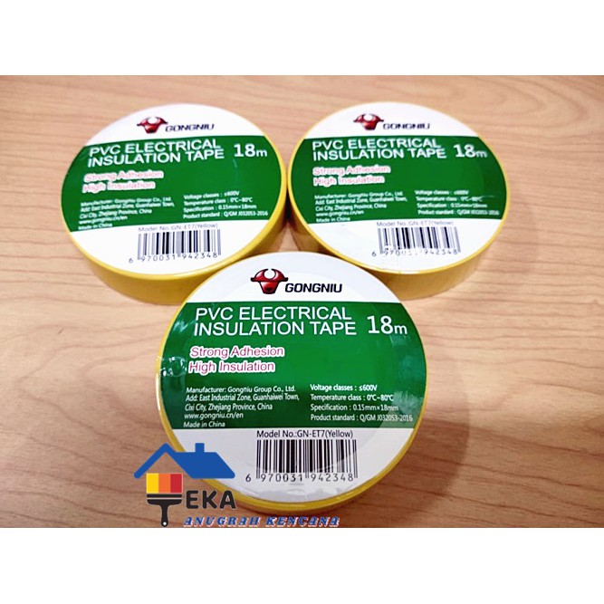 

Isolasi Listrik / Lem listrik Isolasi GONGNIU Kecil 18 Meter Kuning TERMURAH EKA