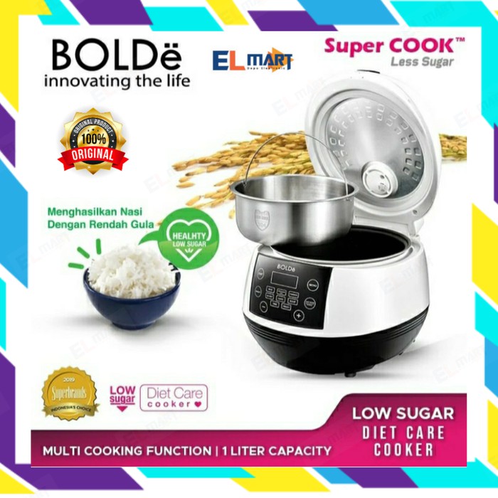 Rice Cooker Magic Com Digital BOLDe Bolde Super Cook Less Sugar kesehatan diet care 1L 1 Liter