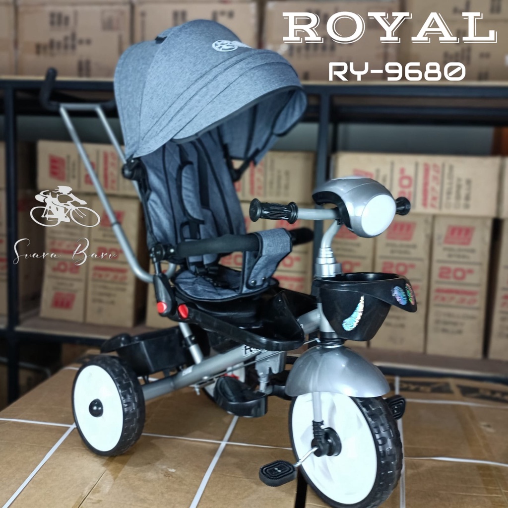 SEPEDA RODA TIGA STROLLER ANAK ROYAL RY 9680 KURSI BISA DIPUTAR