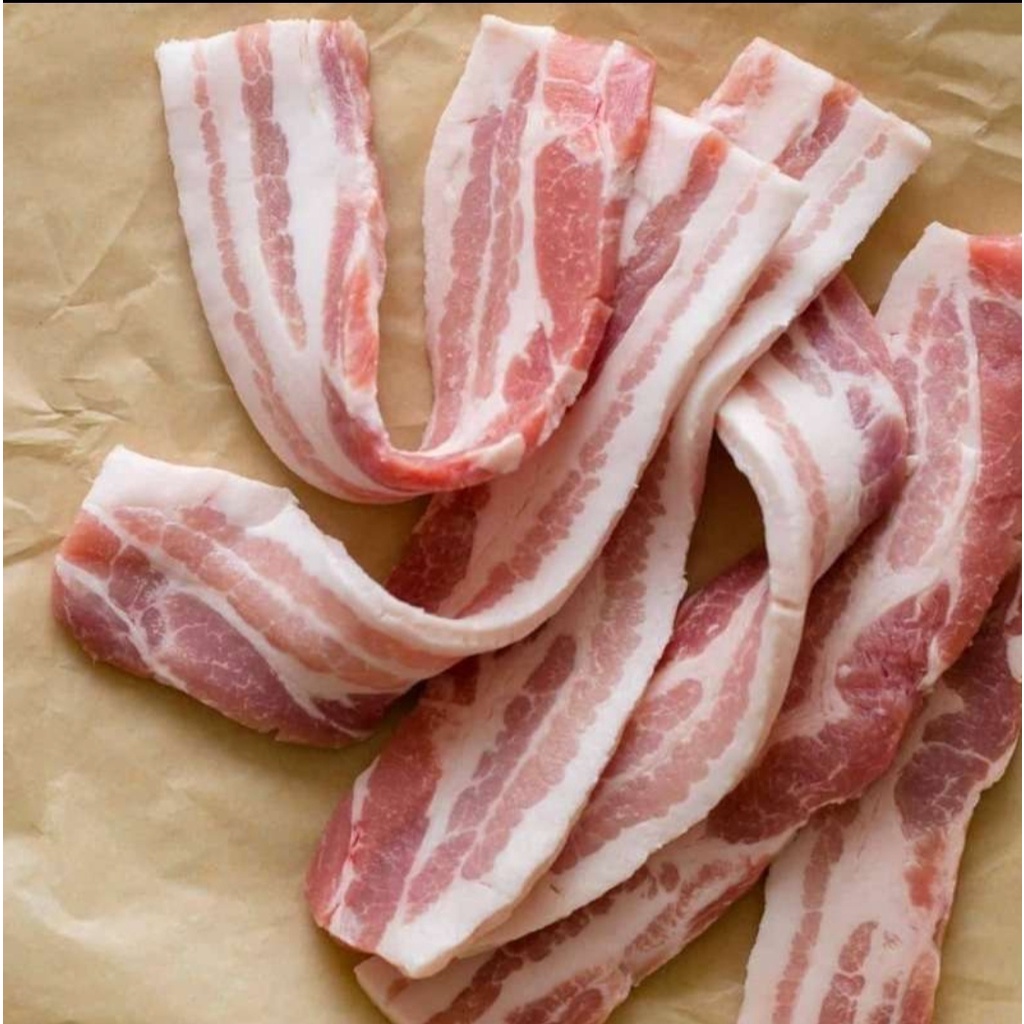 

Daging Babi Samcan Iris (Tanpa kulit) / Samgyeopsal / Pork Belly Slice Skin Off 5mm IMPORT PREMIUM QUALITY