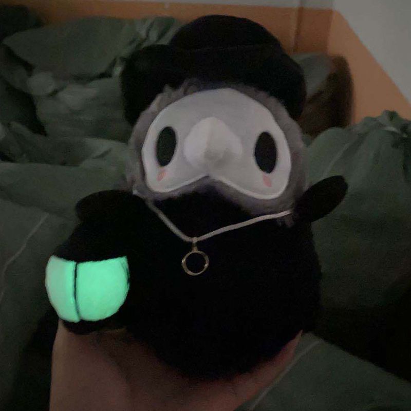 New 18cm Scp Foundation Plague Doctor Luminous Plush Toy Lovers Doll Halloween Decoration