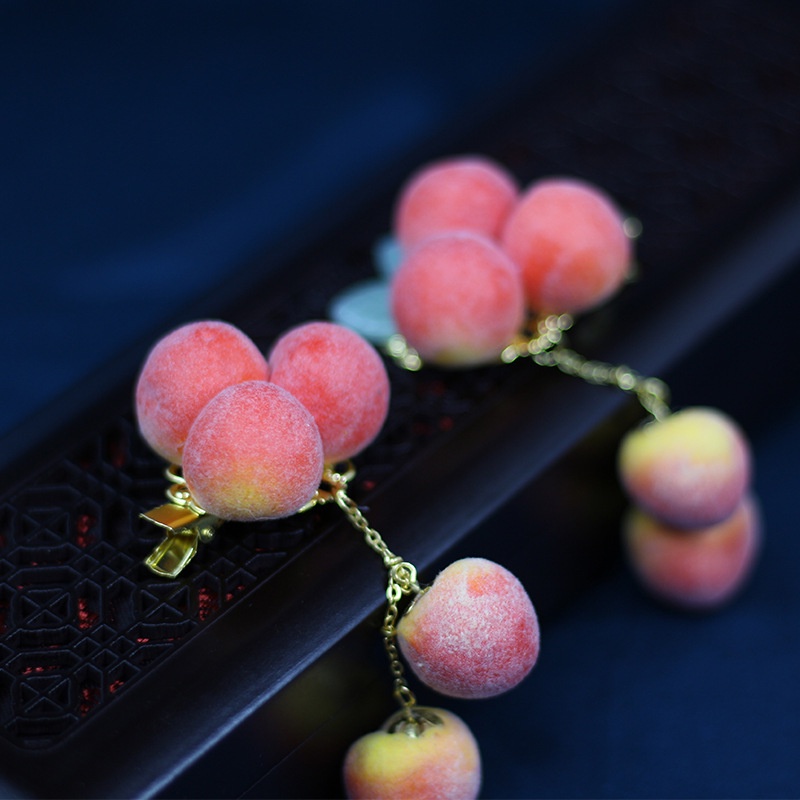 HPM-02 sepasang jepit rambut buah peach dinasti cina hanfu hairpin ancient chinese hair clip japan jepang