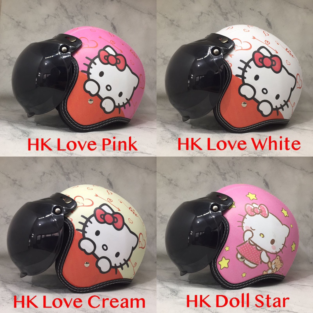 HELM BOGO RETRO FULL KULIT MOTIF KARTUN LUCU MURAH SNI