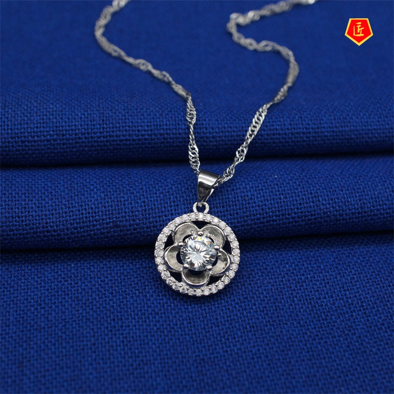 [Ready Stock]Zircon Flower Pendant Simple All-Match Special-Interest Design