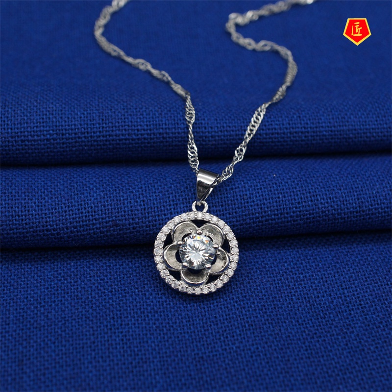 [Ready Stock]Zircon Flower Pendant Simple All-Match Special-Interest Design