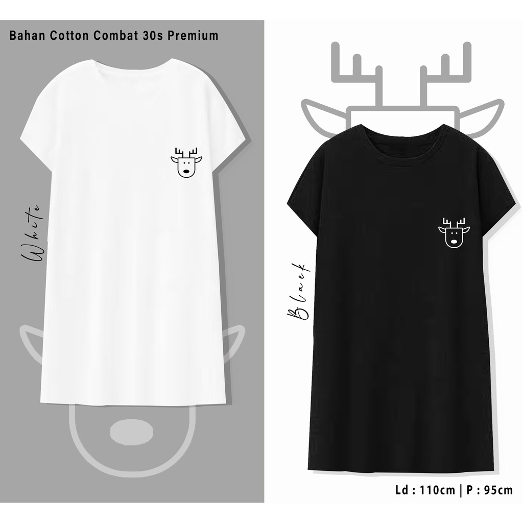 RUSA LINE / TERMURAH /TERUSAN SANTAI BAJU DRESS KATUN WANITA LENGAN PENDEK / TUMBLR TEE