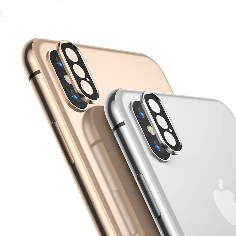 Pelindung Lensa Kamera Belakang Bahan Metal + Tempered Glass Untuk Iphone X Xs Max Xr