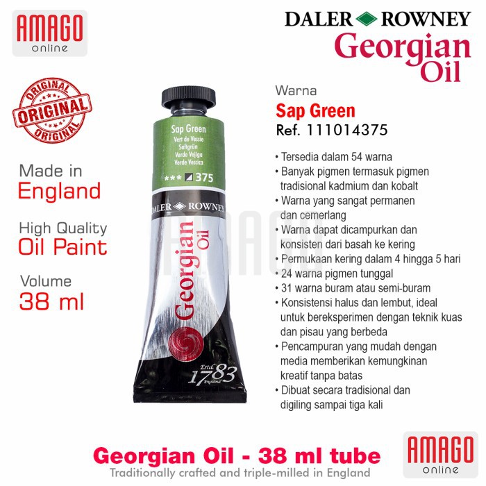 DALER-ROWNEY Georgian Oil 38 ml - Cat Minyak Lukis - Sap Green - 111014375