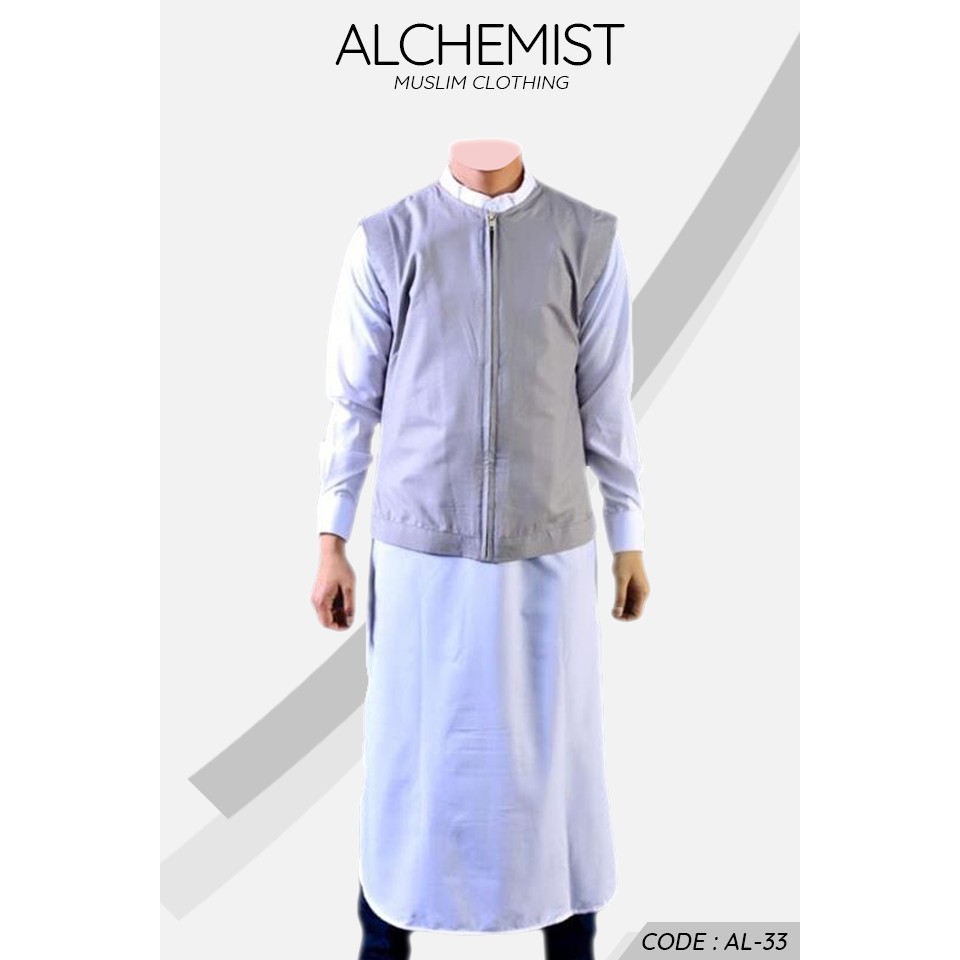 Gamis Pria/Kurta Pria Lengan Panjang Adem Slim dan Elegant 1 Set Plus Rompi | Super Premium AL 33