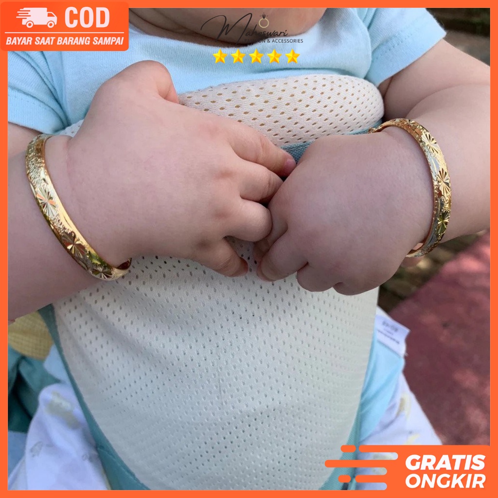 Gelang Bayi Emas Perempuan Titanium Perak 18 Karat Terbaru Import KTA03