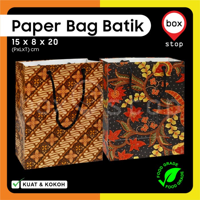 

Paper Bag Batik - Tas Kertas Batik - Goodie Bag Batik - 15x8x20 (10 pcs)