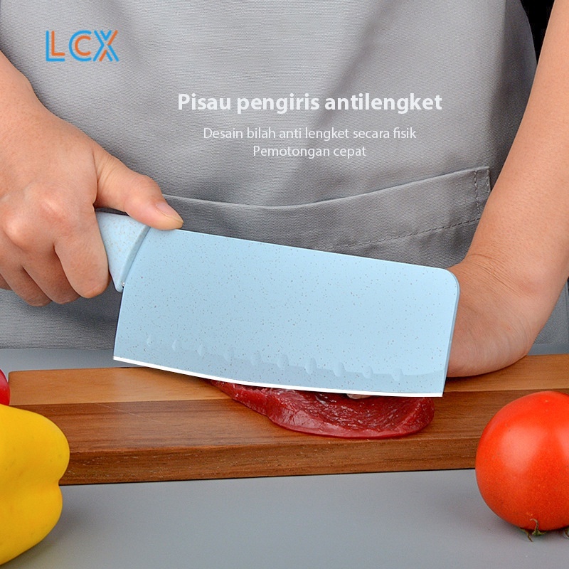 LCX Pisau Set Stainless dilapis anti lengket 1 Set isi 6 termurah Peralatan Pisau Set Pisau Sayur VS