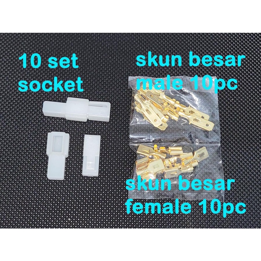 Socket mobil pin besar 1pin - 2 pin - 3pin - 4pin - 6pin - 8 pin kecil 10 set - connector skun motor soket - konektor