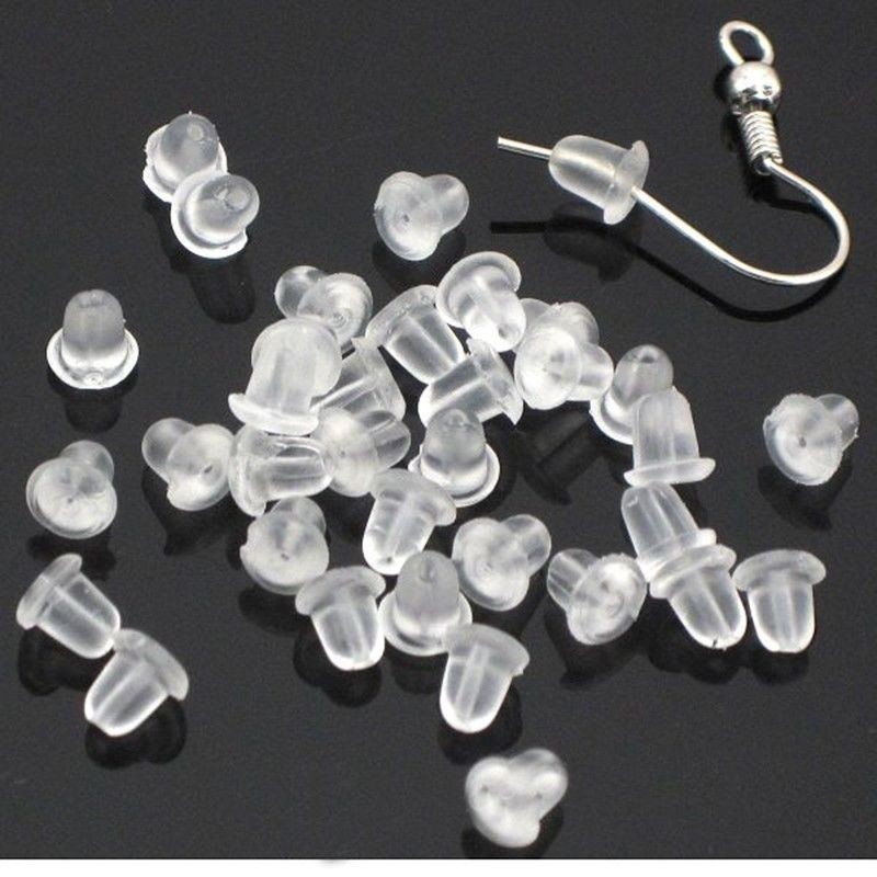 1000Pcs 4MM  Silicone Rubber Earring Clasp / Transparent Earrings Back Stopper For Stud Earrings DIY Jewelry