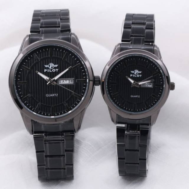 Jam Tangan Pilot Couple Rantai Hitam