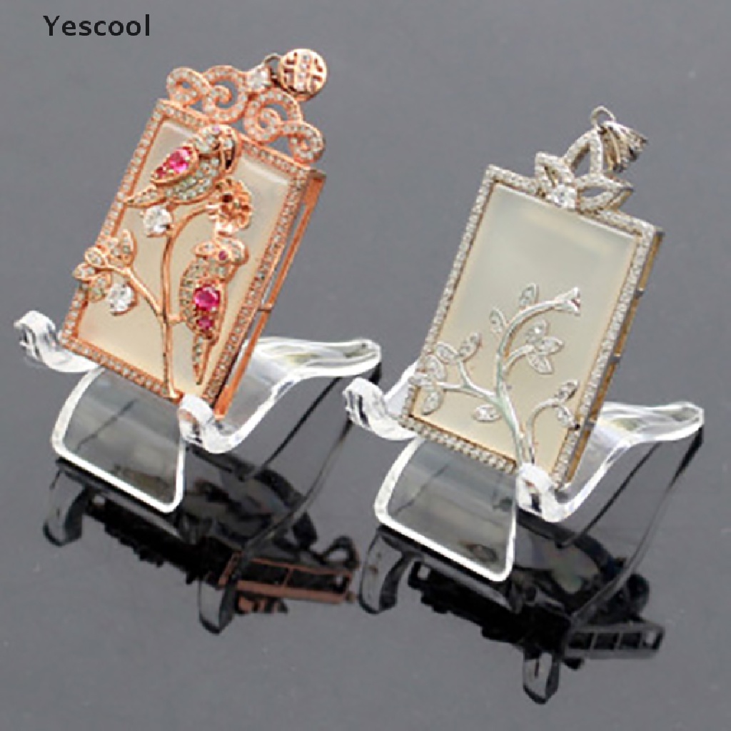 Yescool 2pcs stand Holderdudukan display Batu Kristal Mineral Bahan Akrilik