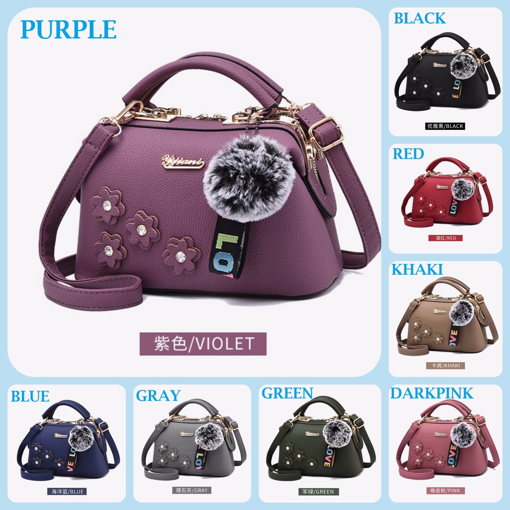 JK 208  1KG MUAT 2PCS  TAS SELEMPANG DOCTOR BUNGA TIMBUL U3013 Y1786  T189 E484 PURPLE