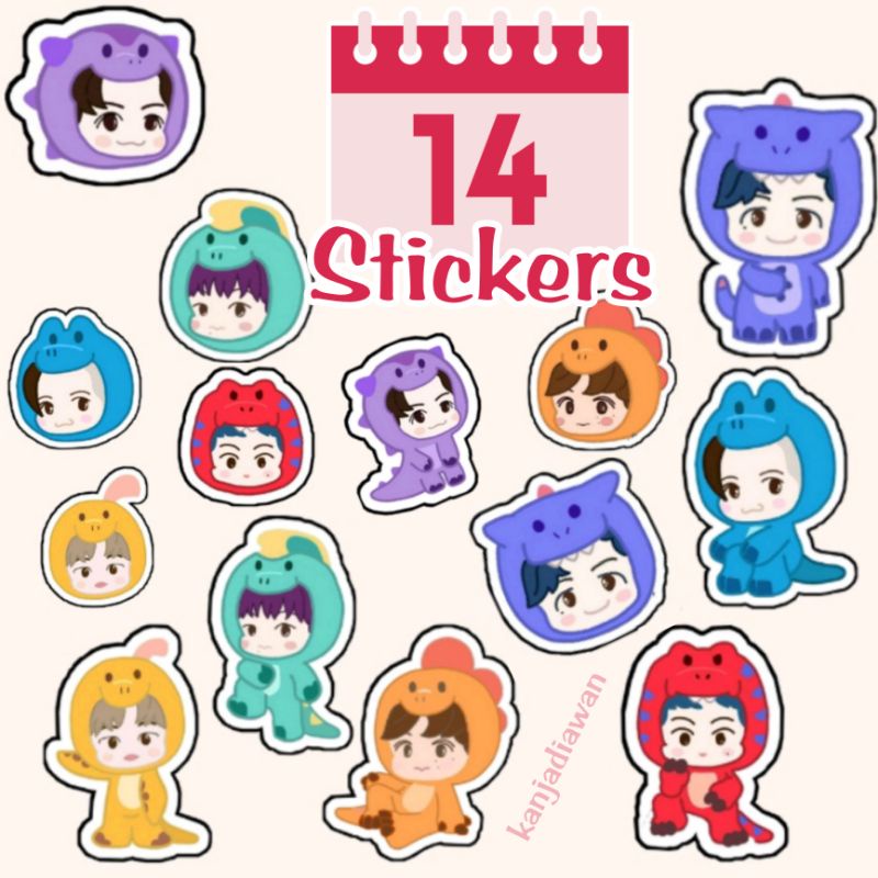 Stiker NCT DREAM 14pcs Sticker Set Dino NCT Rex Stiker Aesthetic Botol Cermin Diary
