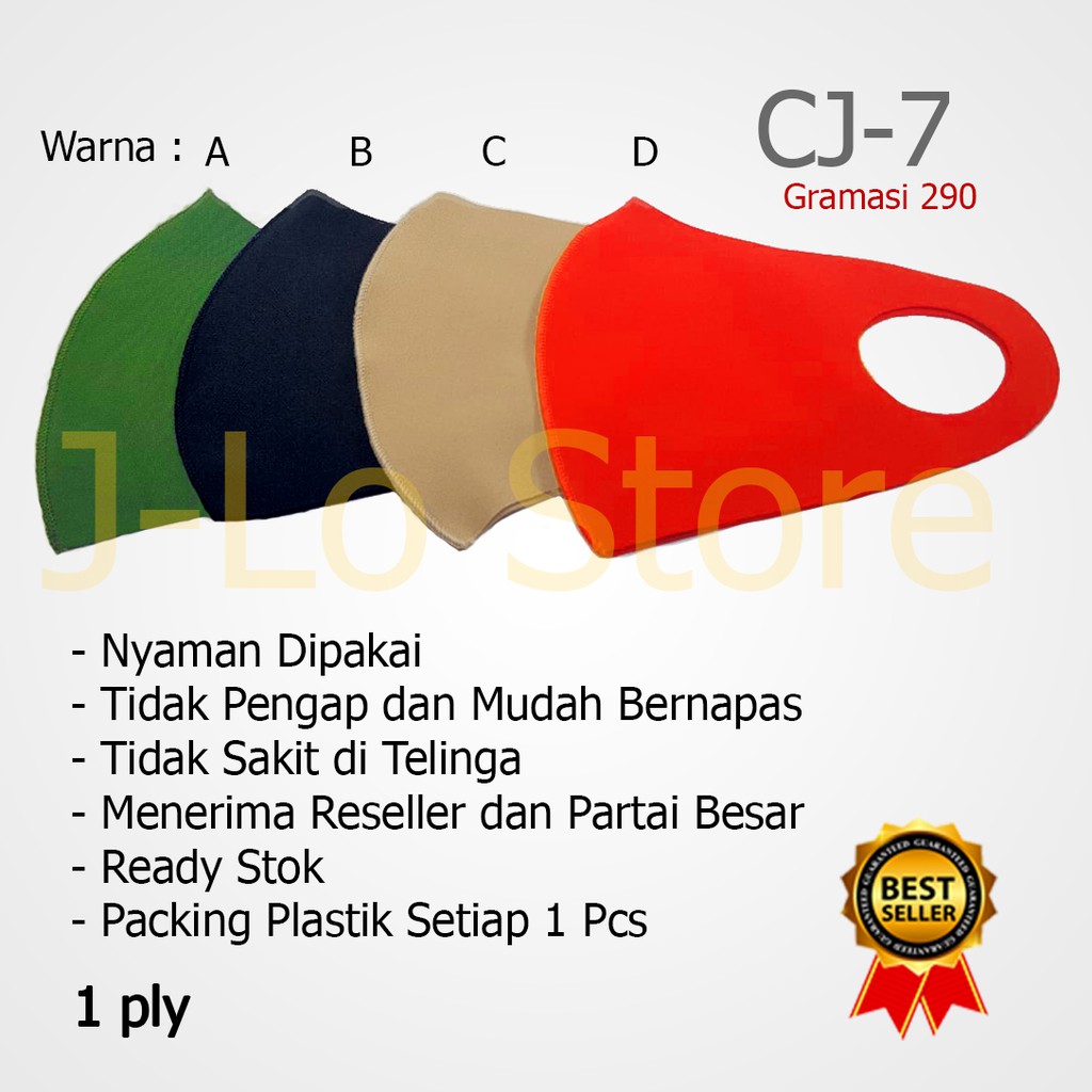 Masker Kain Bisa Cuci Ulang Scuba Polos CJ7 MaskEco