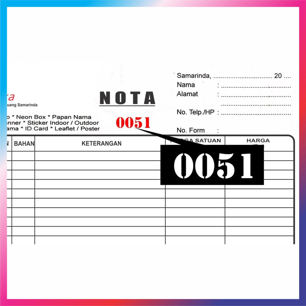 

buku NOTA + NOMORATOR/ NOMOR URUT 1 warna