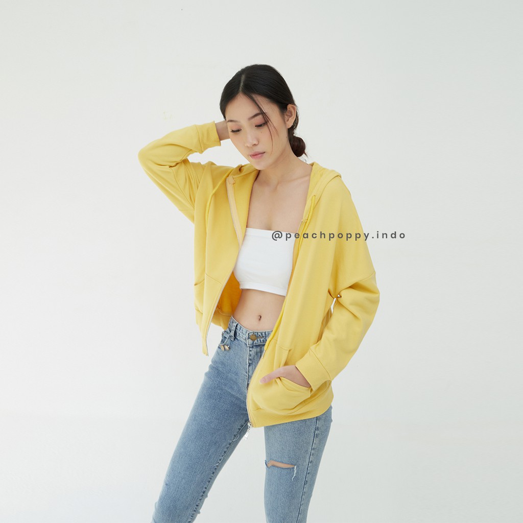 Peach Poppy Miel Jacket - Outerwear Wanita Jaket Pastel Zipper All Size